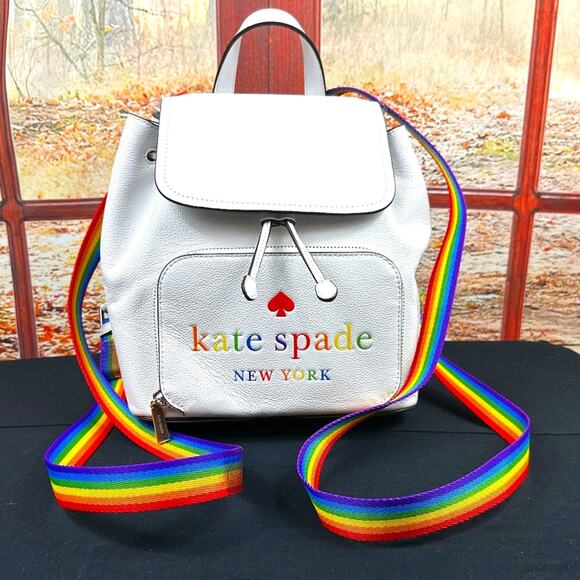 Kate Spade New York Pride Rainbow Darcy Flap White Leather Backpack main image 16